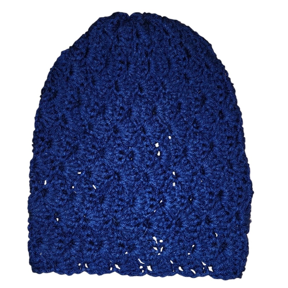 Crochet Beanie Hatโ Handmade Knit Winter Warm Cap Casual Blue